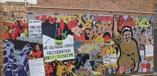 mural commemorating Grunwick strike of mostly women workers