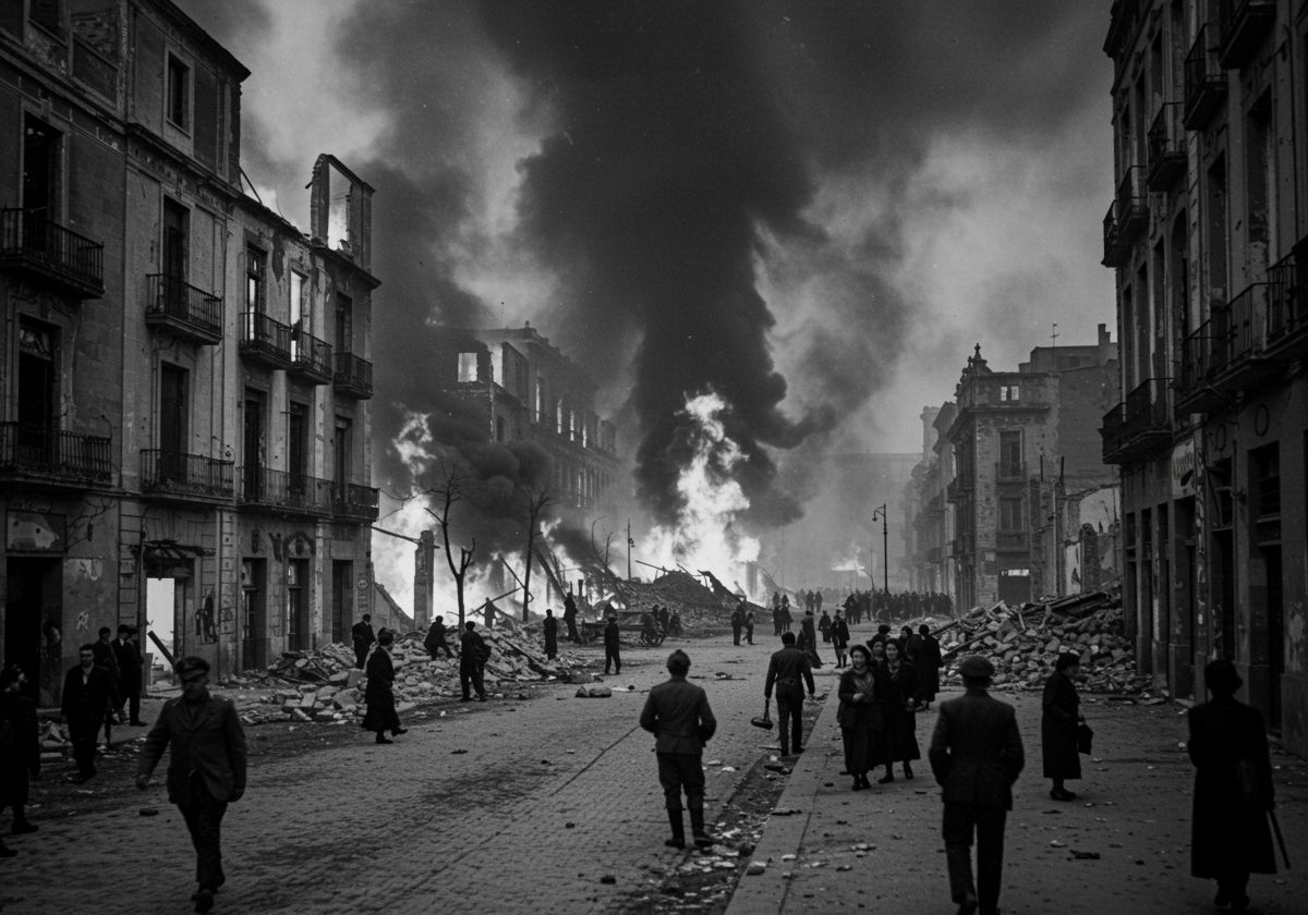 shutterstock photo of barcelona in spanish civil war