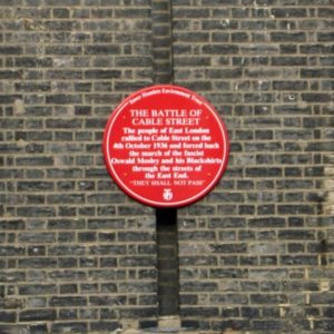 Plaque commenmorating the battle of Cable Street : They shall not pass