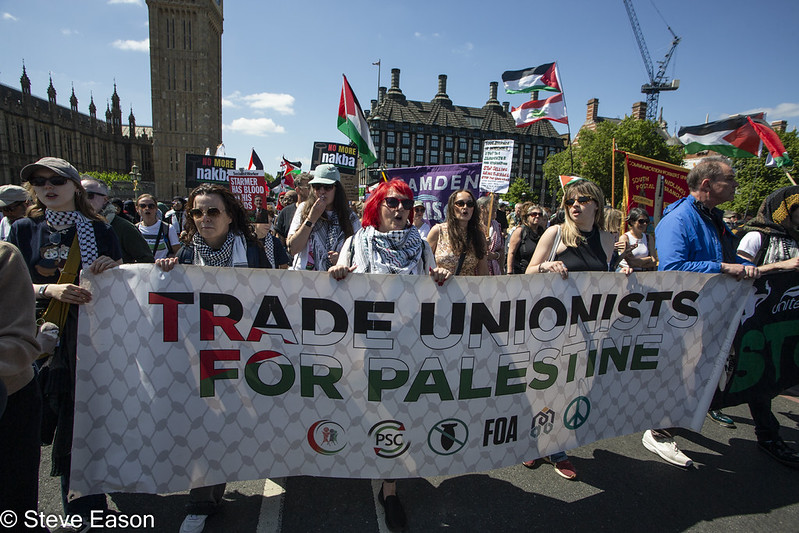 Trade unionists for Palestine banner