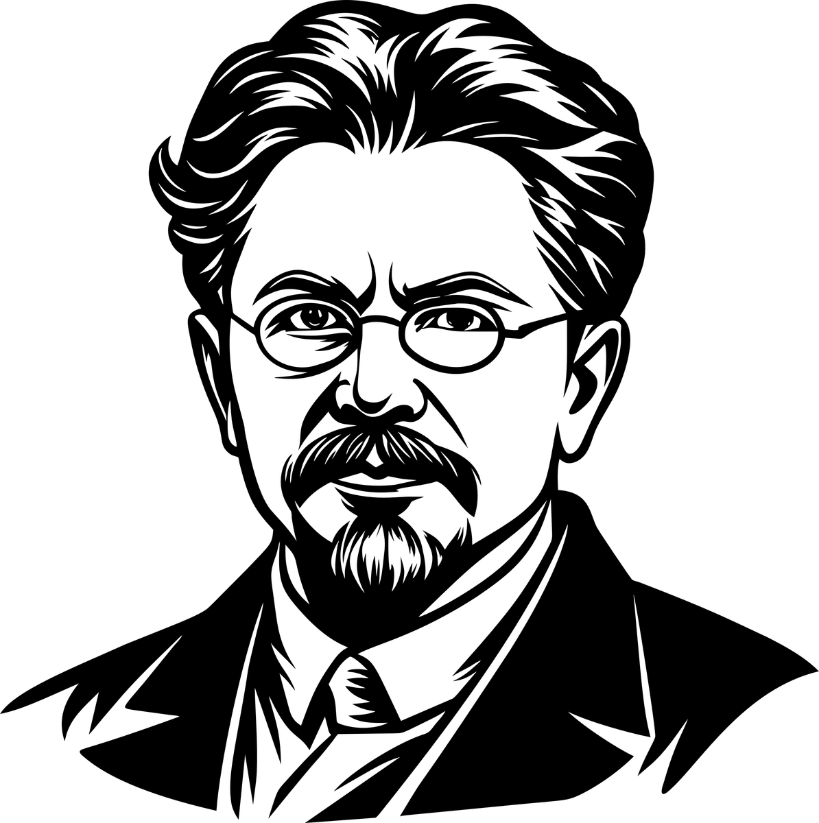 Line drawing of Trotsky  Gordom Johnson  at Pikaby
