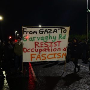 Solidarity with the Garvaght Road banner