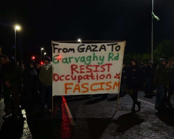 Solidarity with the Garvaght Road banner