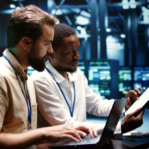 technicians in a data centre