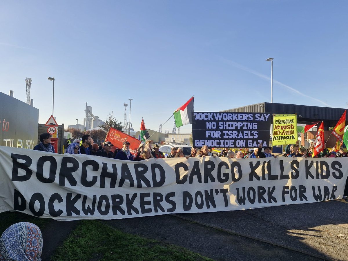 Action at Tilbury docks 30 October Photo: Pete Firrmin