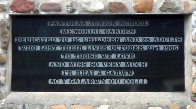 Memorial stone to the children who died in the disaster.