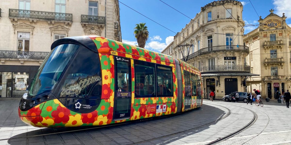 photo of colourful Montpelier tram