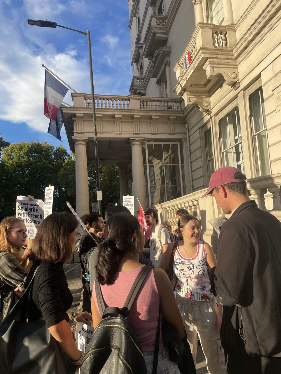 solidarity with french students outside french embassy lOndon
