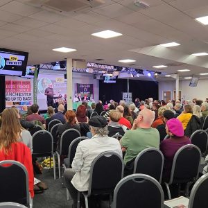 Crowd from back at Together Alliance conference as Jon Trickett speaks. Photo Duncan Chapek